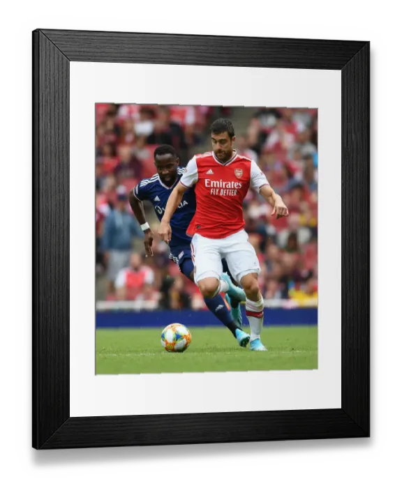 Framed Print : Sokratis Outmuscles Dembele: Arsenal's Emirates Cup Victory vs. Olympique Lyonnais