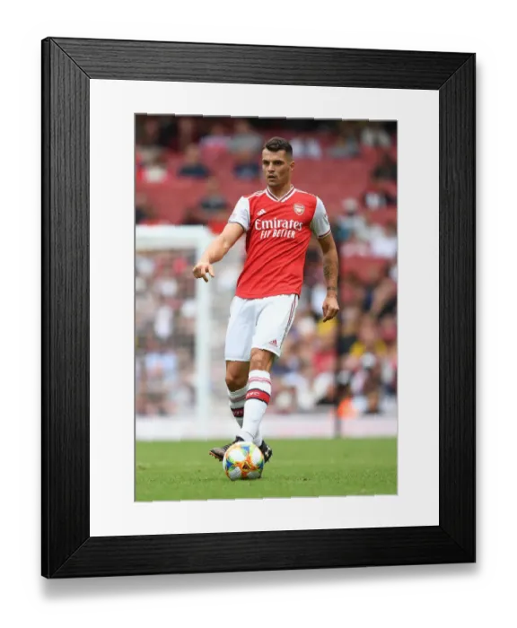 Framed Print : Granit Xhaka: Arsenal vs. Olympique Lyonnais, Emirates Cup 2019