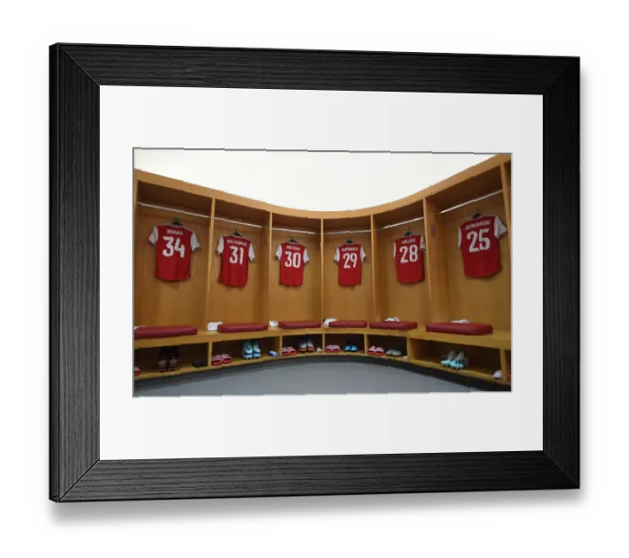 Framed Print : Arsenal Changing Room Before Emirates Cup Match against Olympique Lyonnais (2019-20)
