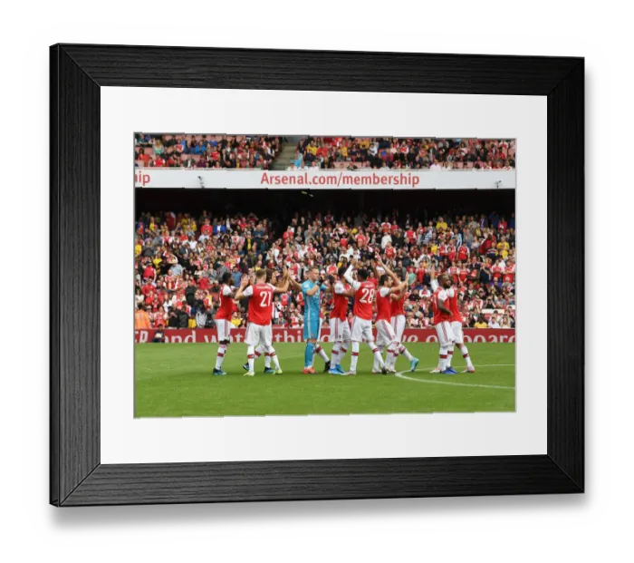 Framed Print : LONDON, ENGLAND - JULY 28: The Arsenal team line up before the Emirates Cup match between Arsenal