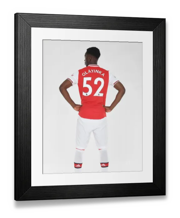 Framed Print : Arsenal's Newcomer James Olayinka Poses for First Team Debut Photos