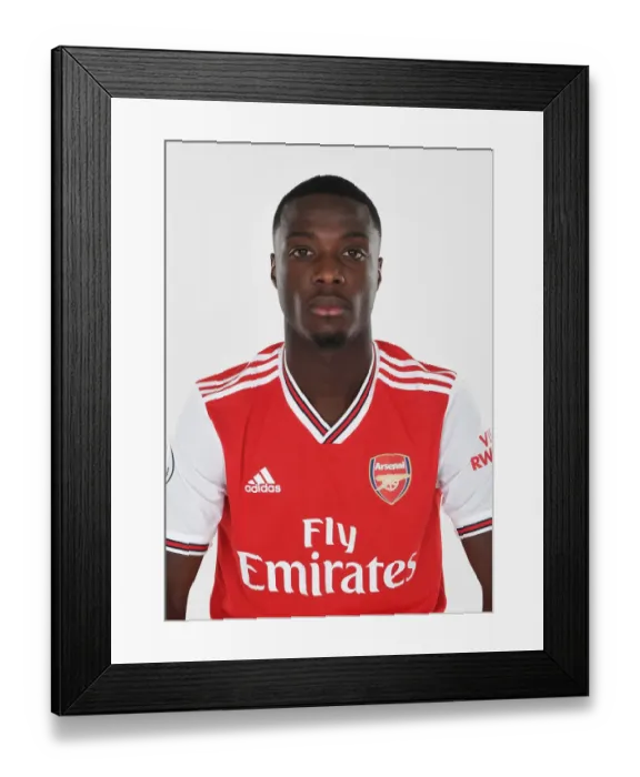 Framed Print : Arsenal's Nicolas Pepe Poses at 2019-20 Photocall