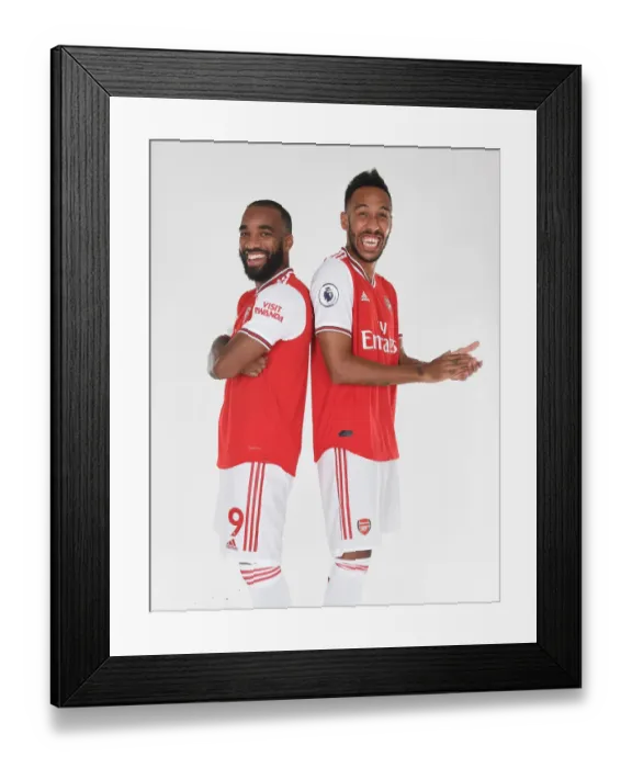 Framed Print : Arsenal's Lacazette and Aubameyang Unite at 2019-2020 Arsenal Photocall