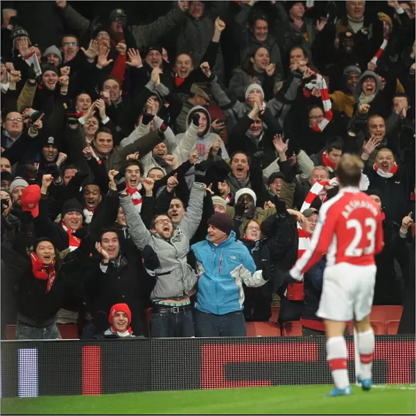 Arsenal fans celebrate the 4th goal score by Andrey Arshavin. Arsenal 4