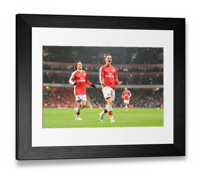 Framed Print : Arsenal's Triumphant Threesome: Vermaelen, Rosicky, and the Unforgettable Goal Against Bolton Wanderers (4:2), 2010
