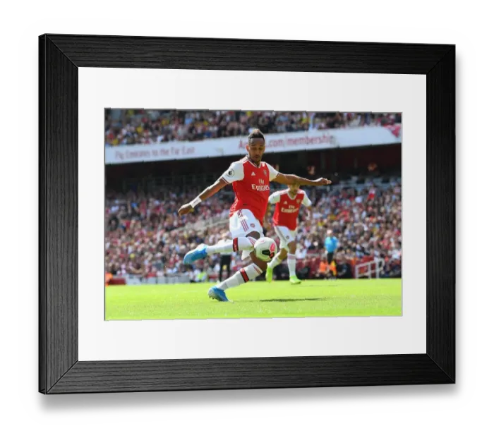 Framed Print : Arsenal's Aubameyang Shines in Arsenal vs. Burnley Premier League Clash (2019-20)