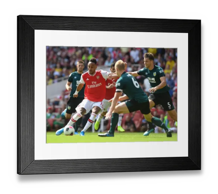 Framed Print : Aubameyang Scores Arsenal's Second Goal Against Burnley in 2019-20 Premier League Framed Print : Aubameyang Scores Arsenal's Second Goal Against Burnley in 2019-20 Premier League