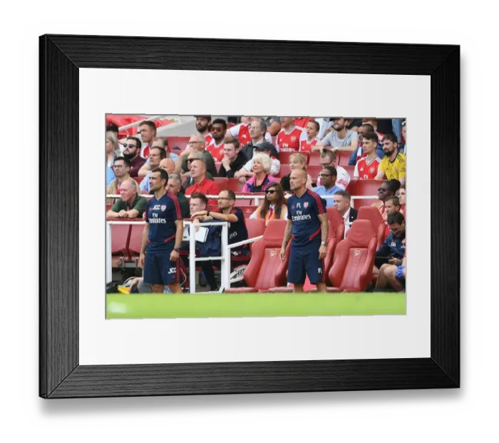 Framed Print : Arsenal FC: Juan Carlos Carcedo and Freddie Ljungberg - Assistants at the Helm during Arsenal v Burnley (2019-20)