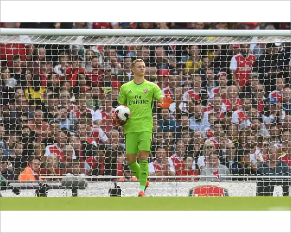 Arsenal's Bernd Leno Focused During Arsenal v Burnley Premier League Clash at Emirates Stadium