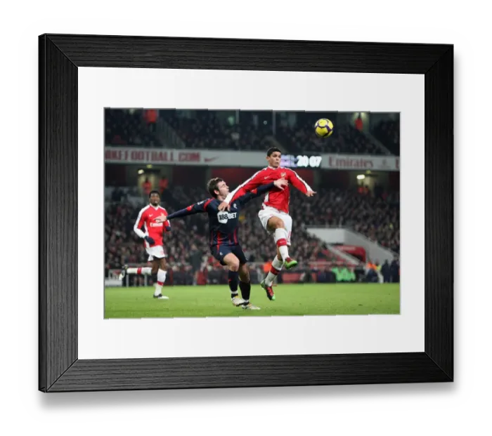 Framed Print : Denilson (Arsenal) Mark Davies (Bolton). Arsenal 4: 2 Bolton Wanderers. Barclays Premier League