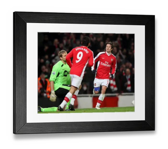 Framed Print : Tomas Rosicky celebrates scoring Arsenals 1st goal. Arsenal 4: 2 Bolton Wanderers