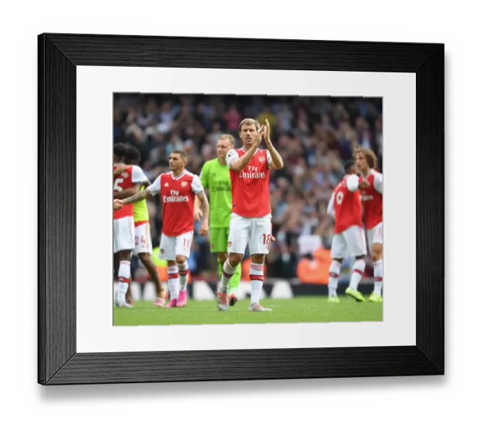 Framed Print : Arsenal's Monreal Applauds Fans After Arsenal v Burnley Premier League Match, 2019-20