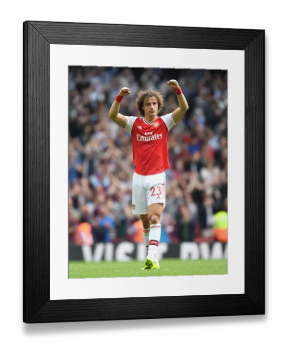 Framed Print : Arsenal's David Luiz Celebrates Goal Against Burnley in 2019-20 Premier League