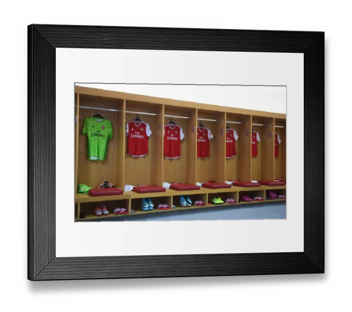 Framed Print : Exclusive: A Peek into Arsenal's Changing Room Before the Arsenal vs. Burnley Match (2019) Framed Print : Exclusive: A Peek into Arsenal's Changing Room Before the Arsenal vs. Burnley Match (2019)