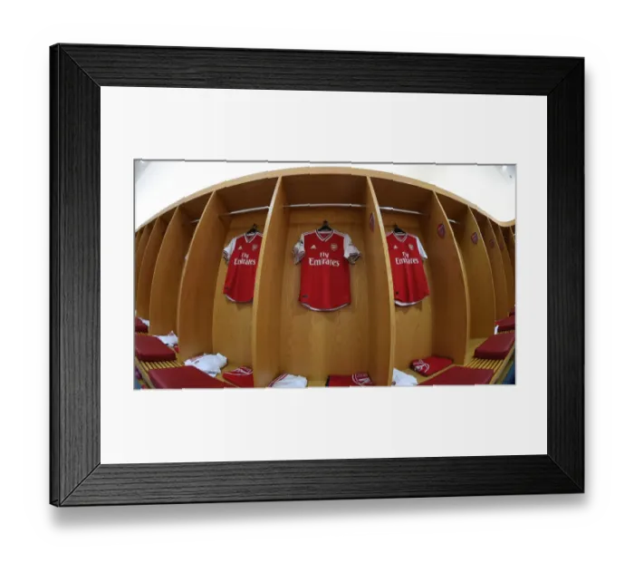 Framed Print : Arsenal Changing Room Before Arsenal v Burnley Premier League Match, Emirates Stadium, 2019
