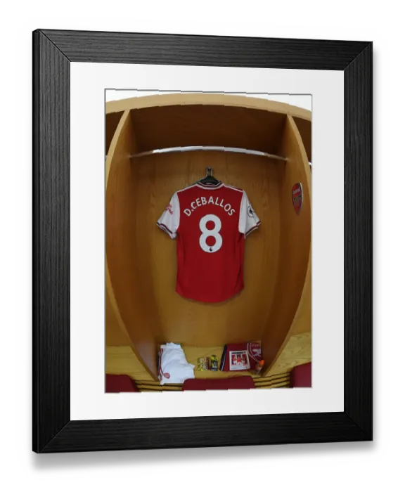 Framed Print : Arsenal FC: Dani Ceballos Emirates Jersey in the Changing Room Before Arsenal v Burnley (2019-20)
