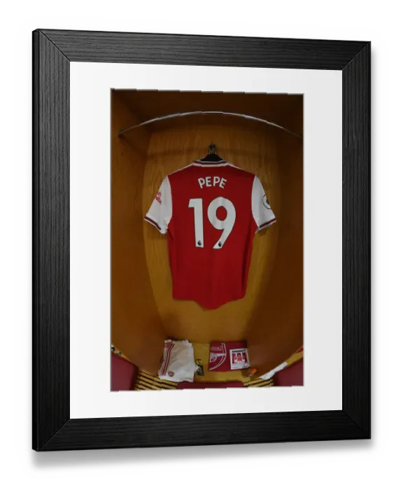 Framed Print : Arsenal FC: Nicolas Pepe's Hanging Shirt - Arsenal v Burnley, Premier League 2019-20 Framed Print : Arsenal FC: Nicolas Pepe's Hanging Shirt - Arsenal v Burnley, Premier League 2019-20
