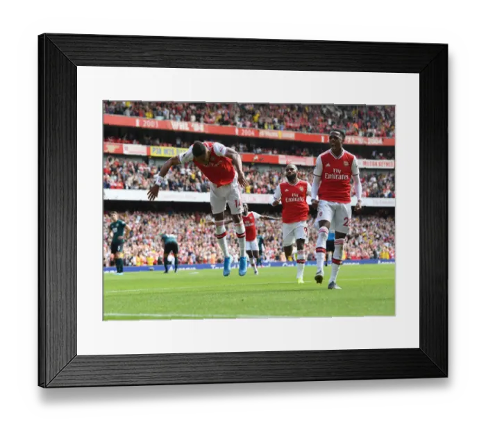 Framed Print : Arsenal: Aubameyang and Willock's Goal Celebration vs Burnley (2019-20)