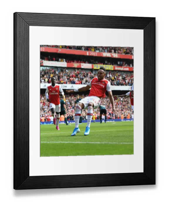 Framed Print : Arsenal's Aubameyang Scores Second Goal in Premier League Victory Against Burnley