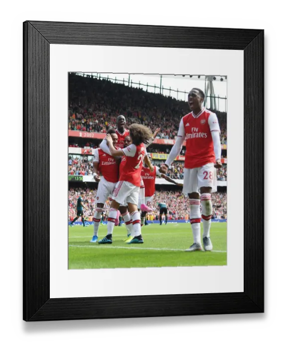 Framed Print : Arsenal Celebrate Aubameyang's Goal Against Burnley, 2019-20 Premier League Framed Print : Arsenal Celebrate Aubameyang's Goal Against Burnley, 2019-20 Premier League