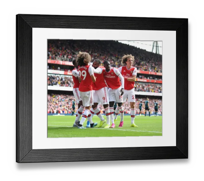 Framed Print : Arsenal's Stars: Guendouzi, Lacazette, Pepe, and Luiz Celebrate Second Goal vs. Burnley (2019-20 Premier League) Framed Print : Arsenal's Stars: Guendouzi, Lacazette, Pepe, and Luiz Celebrate Second Goal vs. Burnley (2019-20 Premier League)
