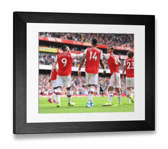 Framed Print : Arsenal's Aubameyang, Lacazette, and Ceballos Celebrate Goals Against Burnley (2019-20) Framed Print : Arsenal's Aubameyang, Lacazette, and Ceballos Celebrate Goals Against Burnley (2019-20)