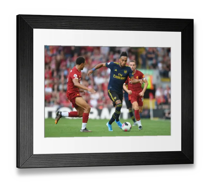 Framed Print : Clash of Titans: Aubameyang vs. Alexander-Arnold - Liverpool vs. Arsenal, Premier League 2019-20