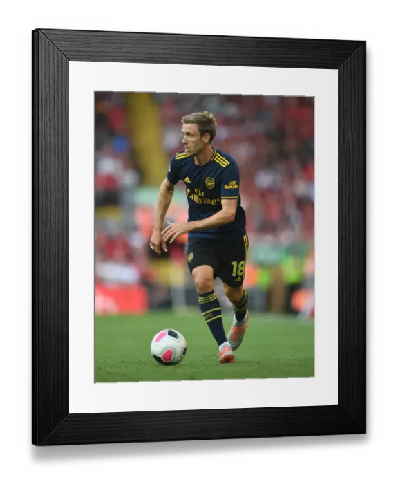 Framed Print : Nacho Monreal in Action: A Riveting Moment from the Liverpool vs. Arsenal Premier League Clash 2019-20