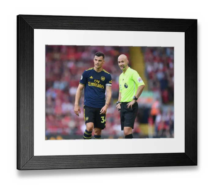 Framed Print : Xhaka and Referee Taylor in Heated Discussion: Liverpool vs. Arsenal, Premier League 2019-20 Framed Print : Xhaka and Referee Taylor in Heated Discussion: Liverpool vs. Arsenal, Premier League 2019-20