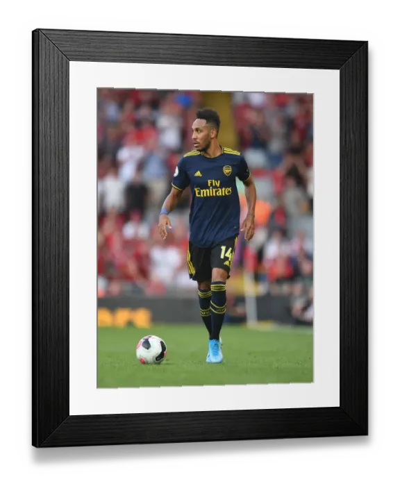 Framed Print : Aubameyang vs. Liverpool: Premier League Battle at Anfield