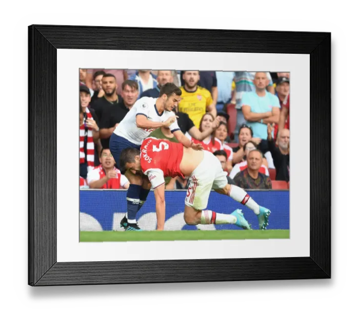 Framed Print : Clash of the Capitals: Sokratis vs. Winks - Arsenal vs. Tottenham, Premier League 2019-20