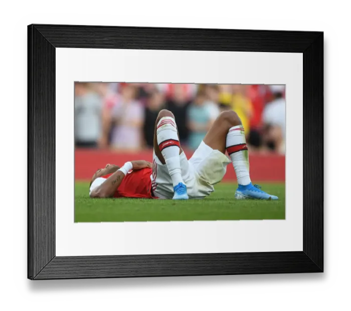 Framed Print : Arsenal's Aubameyang Reacts After Arsenal vs. Tottenham Premier League Clash (2019-20) Framed Print : Arsenal's Aubameyang Reacts After Arsenal vs. Tottenham Premier League Clash (2019-20)
