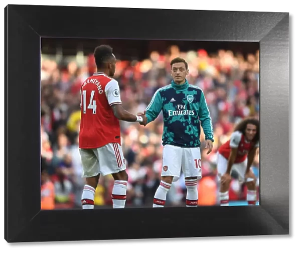 Arsenal's Aubameyang and Ozil: A Post-Match Moment at the Emirates, Arsenal v Tottenham, Premier League 2019-20