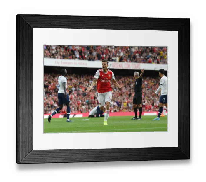Framed Print : Arsenal vs. Tottenham: Dani Ceballos Rallies Arsenal Fans Framed Print : Arsenal vs. Tottenham: Dani Ceballos Rallies Arsenal Fans