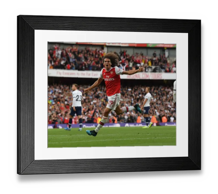 Framed Print : Arsenal's Aubameyang Scores Brace Against Tottenham: Guendouzi's Euphoric Reaction (2019-20 Premier League)