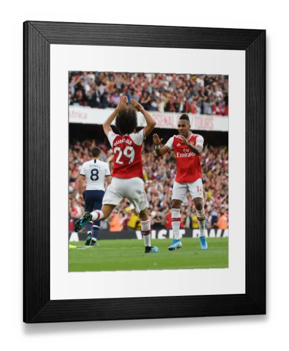 Framed Print : Aubameyang's Brace: Arsenal's Victory Celebration vs. Tottenham (2019-20)