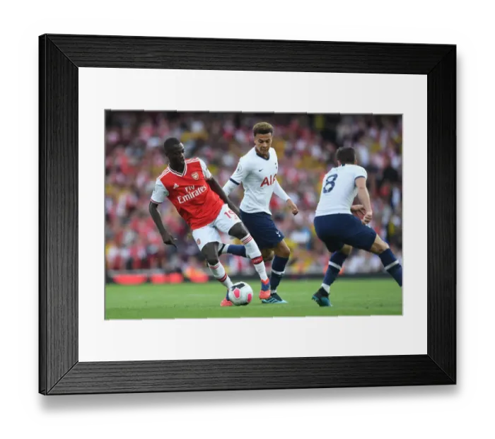 Framed Print : Arsenal vs. Tottenham: Pepe Clashes with Alli and Winks in the 2019-20 Premier League Battle at Emirates Stadium