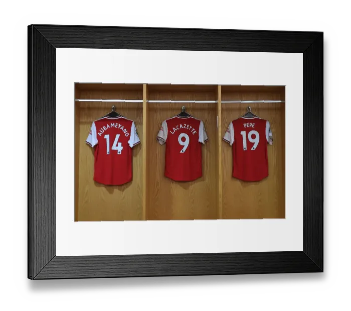 Framed Print : Arsenal's Star Forwards: Aubameyang, Lacazette, and Pepe Prepare for Arsenal v Tottenham Showdown (2019-20)