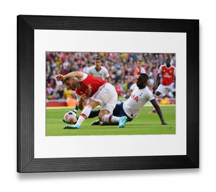 Framed Print : Arsenal vs. Tottenham: London's Intense Premier League Rivalry - Sead Kolasinac vs. Davinson Sanchez Clash