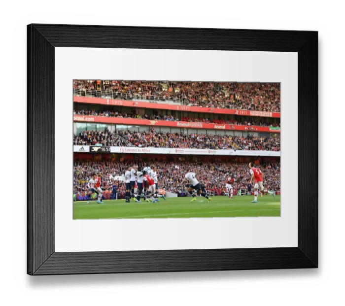 Framed Print : Arsenal vs. Tottenham: Pepe Takes Free Kick in 2019-20 Premier League Clash