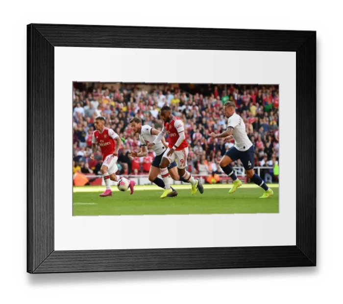 Framed Print : Alexandre Lacazette Scores First Goal: Arsenal Defeats Tottenham in Premier League 2019-20