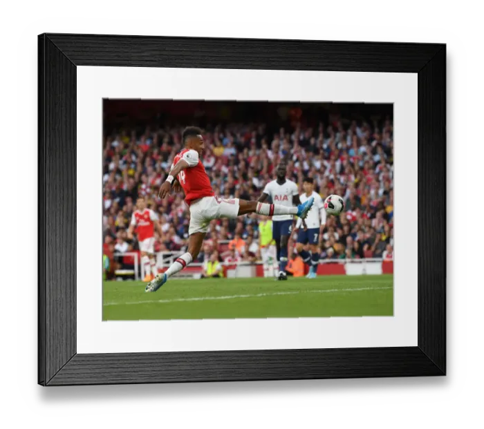 Framed Print : Arsenal's Aubameyang Scores Second Goal Against Tottenham in 2019-20 Premier League Framed Print : Arsenal's Aubameyang Scores Second Goal Against Tottenham in 2019-20 Premier League