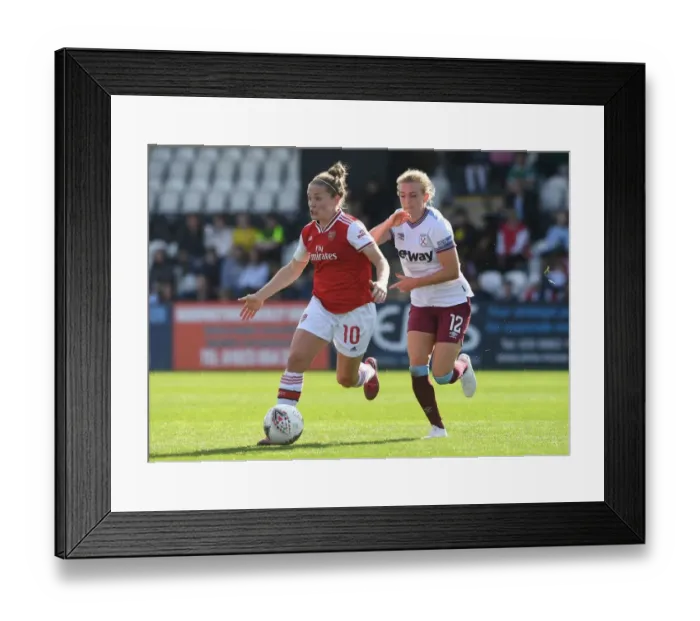 Framed Print : Clash of Stars: Kim Little vs. Kate Longhurst in Arsenal Women's Battle against West Ham United