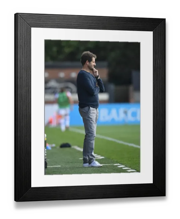 Framed Print : Joe Montemurro Leads Arsenal Women Against West Ham United at Meadow Park (WSL 2019-20)