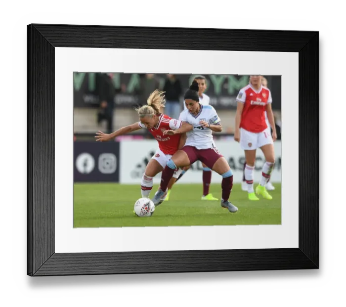 Framed Print : Nobbs vs Galabadaarachchi: A Pivotal Clash in Arsenal Women vs West Ham United WSL Match