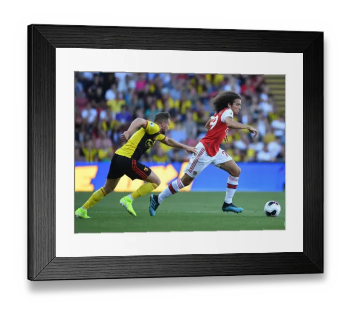 Framed Print : Guendouzi Surges Past Cleverly: Watford vs. Arsenal, Premier League 2019-20