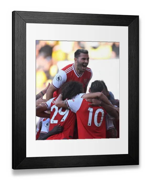 Framed Print : Arsenal's Kolasinac Goes Wild: Exuberant Celebration of Second Goal vs. Watford (2019-20)