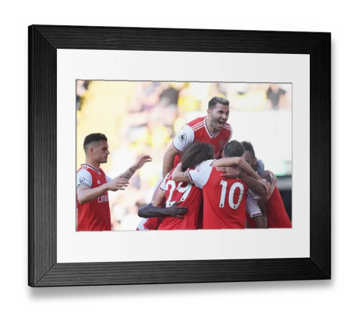 Framed Print : Sead Kolasinac Celebrates Arsenal's Second Goal vs. Watford (2019-20)