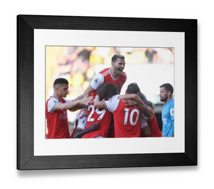 Framed Print : Sead Kolasinac's Euphoric Reaction: Arsenal's Second Goal vs. Watford (2019-20) Framed Print : Sead Kolasinac's Euphoric Reaction: Arsenal's Second Goal vs. Watford (2019-20)