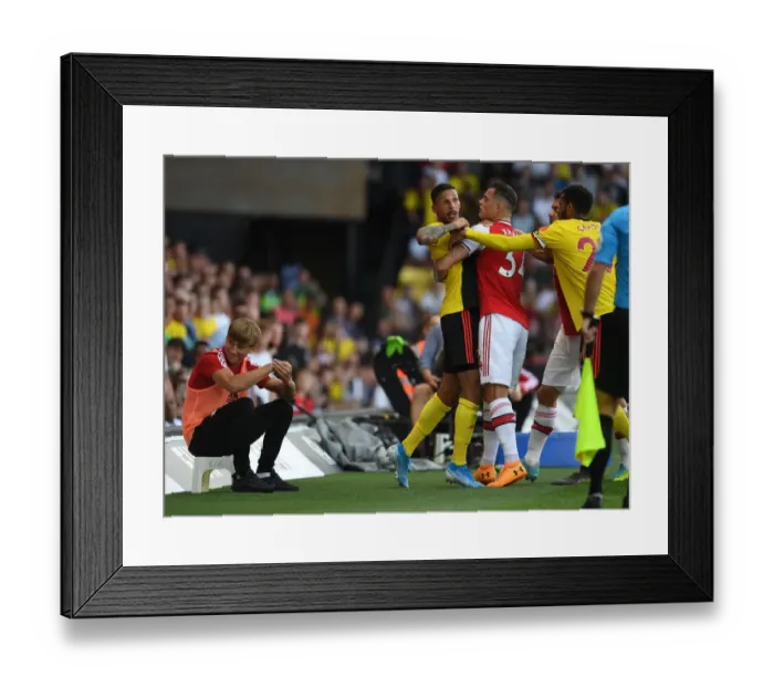 Framed Print : Watford vs Arsenal: Intense Clash Between Holebas, Capoue, and Xhaka Framed Print : Watford vs Arsenal: Intense Clash Between Holebas, Capoue, and Xhaka